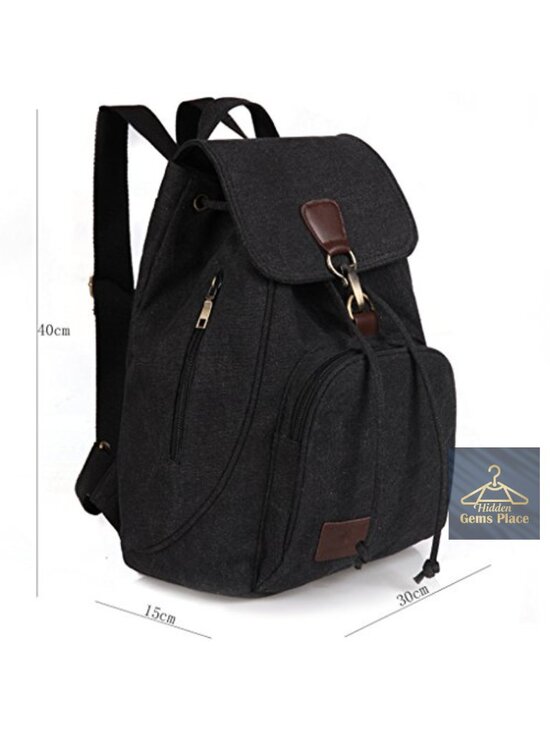 Canvas Backpack Purse with Flap Drawstring, Multi-Pocket Daypack main image 5
